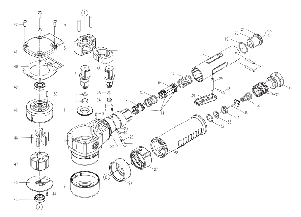 Fig-0 Diagram and Parts List for CP7737  Chicago Pneumatic Wrench